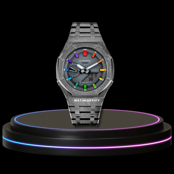 101 bfbbb91f f52f 4b09 afe8 f3b86b31d043 G-SHOCK Casio GA2100 | Titanium Series Grey Dial Rainbow Marker | Titanium Stainless Steel Strap