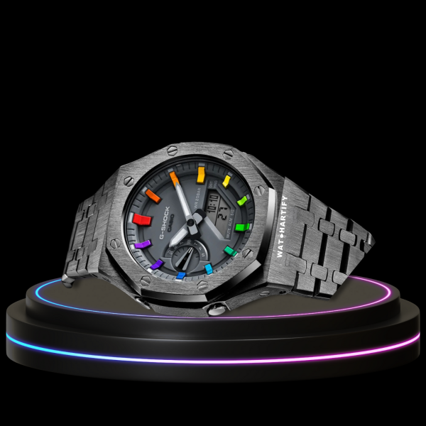 102 4ae40a8c feee 4562 b885 406db21e4340 G-SHOCK Casio GA2100 | Titanium Series Grey Dial Rainbow Marker | Titanium Stainless Steel Strap