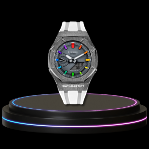 103 967e9fbf d23c 4eda a346 c936e2167fa1 G-SHOCK Casio GA2100 | Titanium Series Grey Dial Rainbow Marker | Snow White Rubber