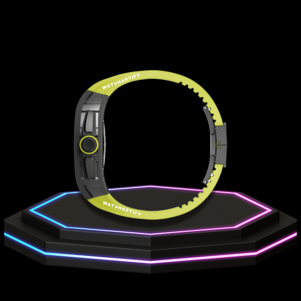 104 Apple Watch Case 44MM - TITANIUM CARBON Series Black Panther | Light Cerulean Rubber