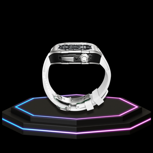 105 2308fd3d 96b4 406e b5d6 25ad2d15af65 Apple Watch Case 44MM - TITAN Series Royal Silver Midnight Black Titanium | Snow White Rubber