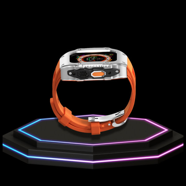 105 4e66de4b 3580 4aa2 838a c23ce42aade1 Apple Watch Ultra Case 49MM - Pro Series Captain Silver | Sunset Orange Rubber