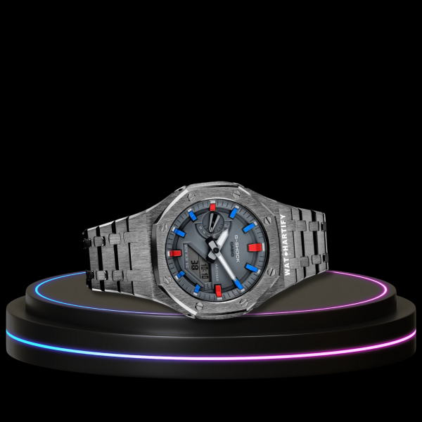 105 6678cbdb 4961 450a 81b6 6d2e38744784 G-SHOCK Casio GA2100 | Titanium Series Grey Dial Rainbow Red Blue Marker | Titanium Stainless Steel Strap