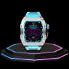 Apple Watch Case 44MM - TITAN Series Silver Midnight Black Titanium | Tiffany Blue Rubber