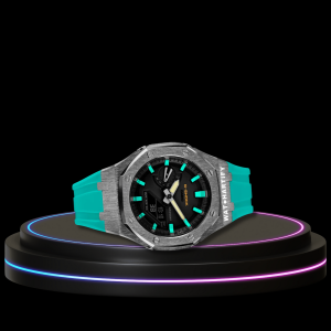 10 01320b9e 702c 40ae b993 3edbe1d28060 G-SHOCK Casio GA2100 | Titanium Series Midnight Black Dial Titanium Marker | Tiffany Blue Rubber