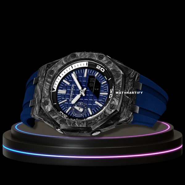 10 4ccf4fa7 c8e7 4eb3 a26d 207c60039817 G-SHOCK Casio GA2100 | OFFSHORE Series Carbon Fiber Mod Grey Blue Snow White Dial | Blue Rubber