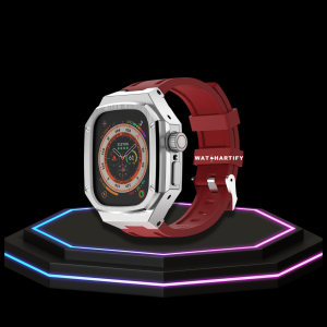 10 4ec0d7ec e14a 45ad 8d3a e75b9dd8e772 Apple Watch Ultra Case 49MM - Royal Pro Series Silver| Scarlet Red Rubber