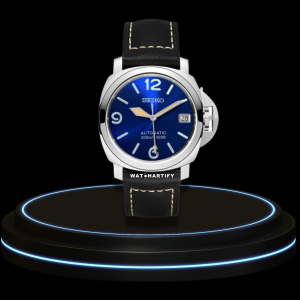 10 6bd0e204 003c 43f2 9886 10effe3f0e27 SEIKO Mod Panerai Collection Deep Blue Dial Sunset Orange Markers NH35 Movement Dark Leather