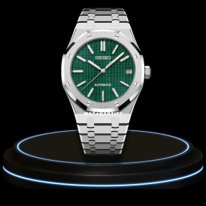 10 9c8a74a8 c8e4 4fa0 8a64 19fda14c45c3 SEIKO Mod Royal Oak Collection Green Dial NH35 Movement Silver Stainless Steel Strap