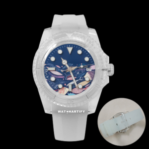 10 f029126a e5c1 4de6 a8e9 0b3140751b99 Watchartify Series Sea Blue Face 40MM NH35 Automatic Movement Snow White Rubber