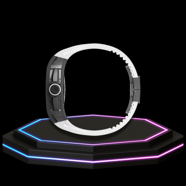 110 Apple Watch Case 44MM - TITANIUM CARBON Series Black Panther | Snow White Rubber