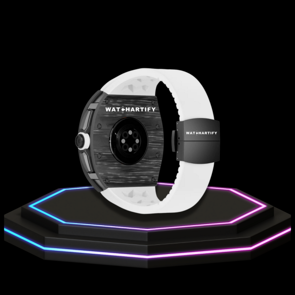 111 Apple Watch Case 44MM - TITANIUM CARBON Series Black Panther | Snow White Rubber