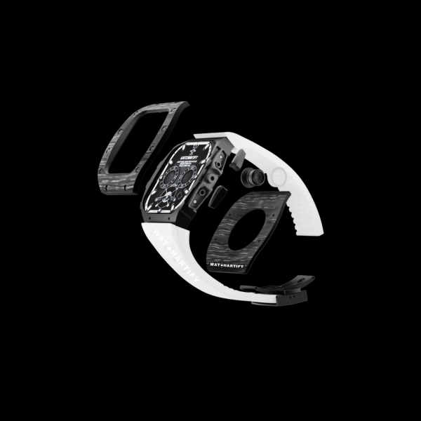 112 6368010f 43d3 4a10 a526 998e1ebb6468 Apple Watch Case 45MM - TITANIUM CARBON Silver Series Black Panther | Snow White Rubber