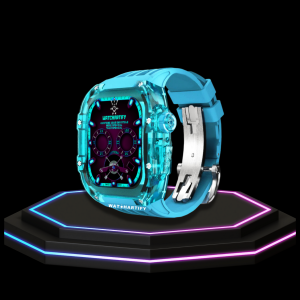 113 Apple Watch Case 44MM - ICE DIAMOND Series Celestite | Sea Blue Rubber