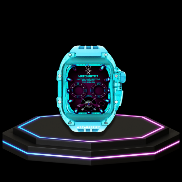 114 Apple Watch Case 44MM - ICE DIAMOND Series Celestite | Sea Blue Rubber