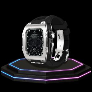 114 3963c070 08fc 40eb 8087 9b611a286e19 1 Apple Watch Case 45MM - TITAN Series Silver Midnight Black Titanium | Dark Rubber