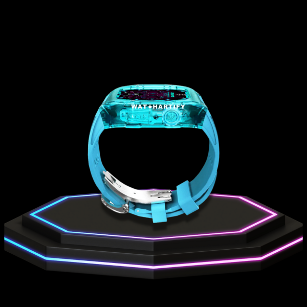 118 Apple Watch Case 44MM - ICE DIAMOND Series Celestite | Sea Blue Rubber