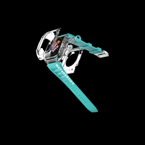 Apple Watch Case 45MM - ICE Series Transparent | Fluorescent Tiffany Blue Rubber