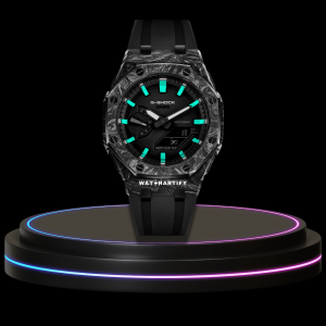 11 36f10c7c fcf6 4532 91bc c141da730fbb G-SHOCK Casio GA2100 | CARBON FIBER Series Carbon Fiber Tiffany Mod Midnight Black Dial | Black Rubber