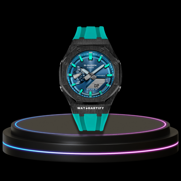 11 4e4b4b3c 37ad 46e7 aadc 73b03906869b G-SHOCK Casio GA2100 | Black Series Metallic Tiffany Deep Blue Dial Tiffany Blue Marker | Tiffany Blue Rubber
