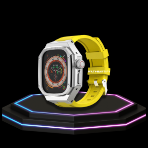 11 837fcb86 504f 45d6 ad63 4bfa642ba767 Apple Watch Ultra Case 49MM - Royal Pro Series Silver| Lemon Yellow Rubber