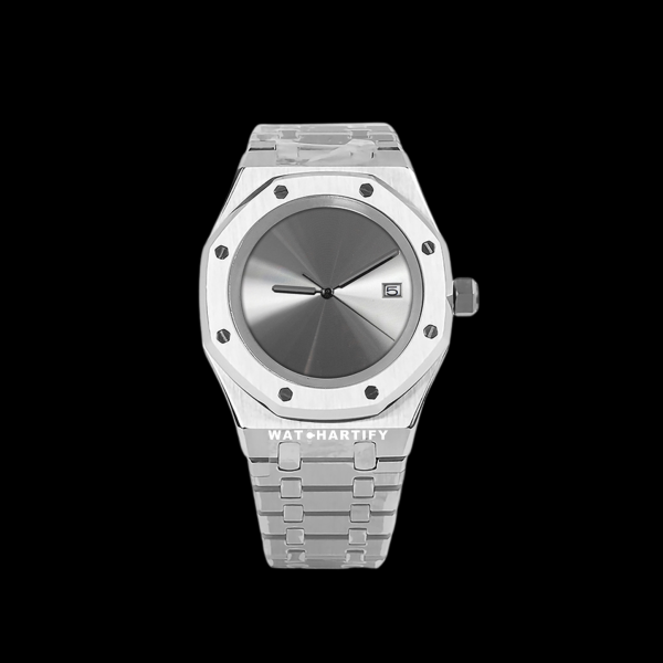 11 89fedb61 07af 456e 9f2c 7068ea8803c8 Watchartify Series Royal OAK Solid Silver Single Calender Face 41MM NH35 Movement Stainless Steel Strap