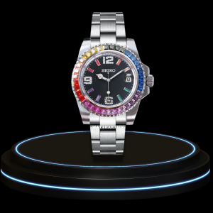 SEIKO Mod Submariner Collection Rainbow Dial Rainbow Bezel NH35 Movement Silver Stainless Steel Strap
