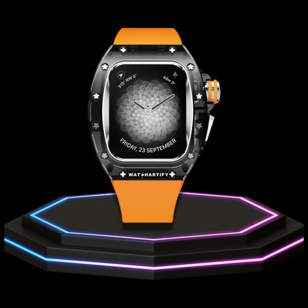 12 1 Apple Watch Case 45MM - CRYSTAL Silver Series Eclipse | Sunset Rubber