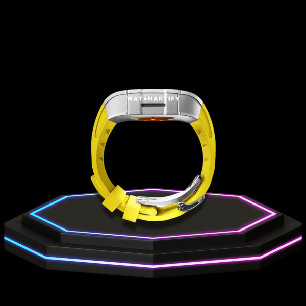 Apple Watch Case 44MM - Crystal TITAN Series Silver | Lemon Yellow Rubber