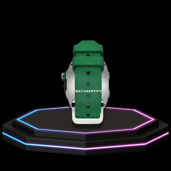 Apple Watch Case 44MM - TITAN Series Silver Midnight Black Titanium | Green Rubber