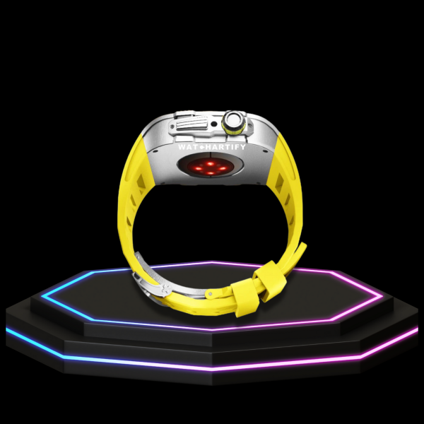 Apple Watch Case 45MM - Crystal TITAN Series Silver | Lemon Yellow Rubber