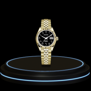 12 0d460f43 e932 49f5 a23f 7f310981572e SEIKO Mod Datejust Collection Gold Midnight Black Dial NH35 Automatic Movement Gold Stainless Steel Strap