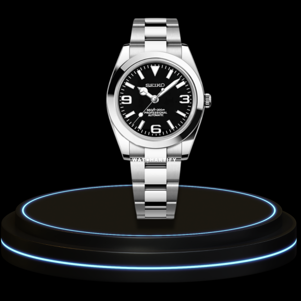 12 2864c4db 361a 490b 893d 8cf063b7fba8 SEIKO Mod Oyster Collection Midnight Black Number Dial NH35 Movement Silver Stainless Steel Strap