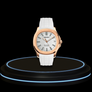12 4660d1cd 3a6e 4470 8c35 25210f2ff3d2 SEIKO Aquanaut Mod Collection Snow White Dial Rose Gold Bezel NH35 Movement White Strap