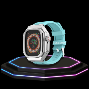 12 8dfdc9f2 8179 443e 9fd7 332ab6013958 Apple Watch Ultra Case 49MM - Royal Pro Series Silver| Tiffany Blue Rubber