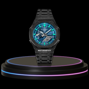12 d8204865 cd72 4900 b7a4 00b36b85a591 G-SHOCK Casio GA2100 | Black Series Metallic Tiffany Deep Blue Dial Tiffany Blue Marker | Dark Stainless Steel Strap
