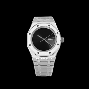 12 ef1e65cd 0fc1 4cc4 a695 f0f73f512fc8 Watchartify Series Royal OAK Solid Midnight Black Day and Date Face 41MM NH36 Movement Stainless Steel Strap
