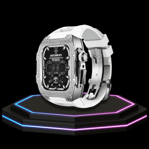 135 58020c87 1dde 41ab 8924 f40e27657056 Apple Watch Case 45MM - Crystal TITAN Series Silver | Snow White Rubber