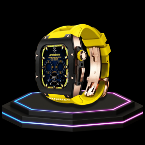135 5a5bc807 fa2f 4c96 8ea7 9cfa264ed387 Apple Watch Case 44MM - TITAN Series Midnight Black Royal Rose Gold Titanium | Yellow Rubber