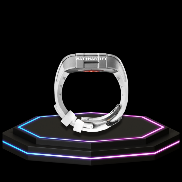 Apple Watch Case 45MM - Crystal TITAN Series Silver | Snow White Rubber