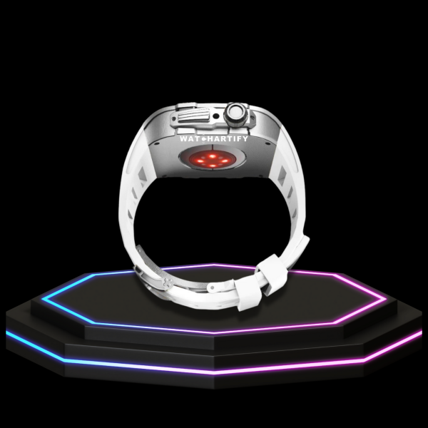 Apple Watch Case 45MM - Crystal TITAN Series Silver | Snow White Rubber