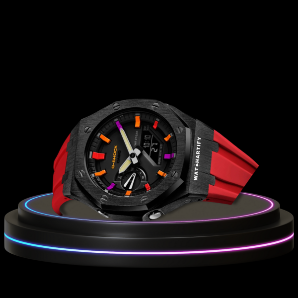 13 341e22b4 148b 49a6 ab85 b1efb4b69eaf G-SHOCK Casio GA2100 | Black Series Midnight Black Dial Rainbow Marker | Red Rubber