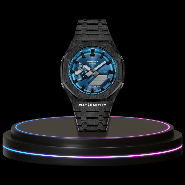 13 377365fc a56a 4cea 909b fa8b0cefec5b G-SHOCK Casio GA2100 | Black Series Metallic Tiffany Deep Blue Dial Midnight Black Marker | Dark Stainless Steel Strap