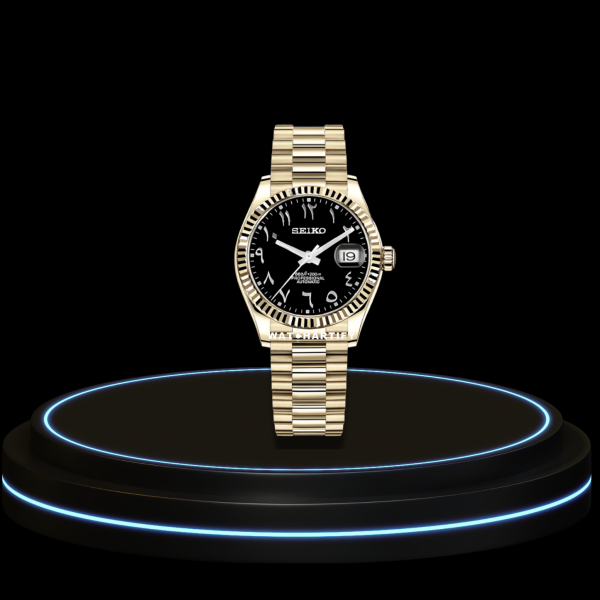13 6dd61685 1b7b 41b0 8acf 1292b42ed163 SEIKO Mod Datejust Collection Gold Dark Dial NH35 Automatic Movement Gold Stainless Steel Strap
