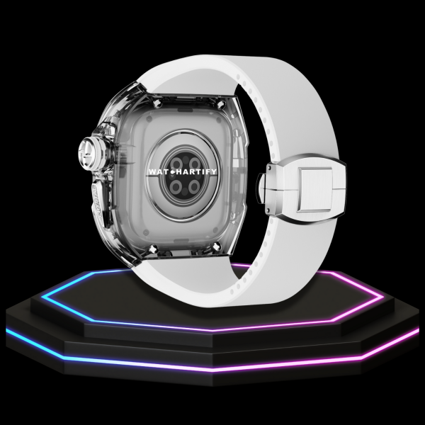 13 ab1879d5 eea1 4fdd 965a a011a8f560d1 Apple Watch Ultra Case 49MM - CRYSTAL Pro Silver Series Eclipse | Snow White Rubber