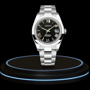 13 b67ae832 e609 4f2d 9b4c 86e5963fe0c7 SEIKO Mod Oyster Collection Midnight Black Roman Dial NH35 Movement Silver Stainless Steel Strap
