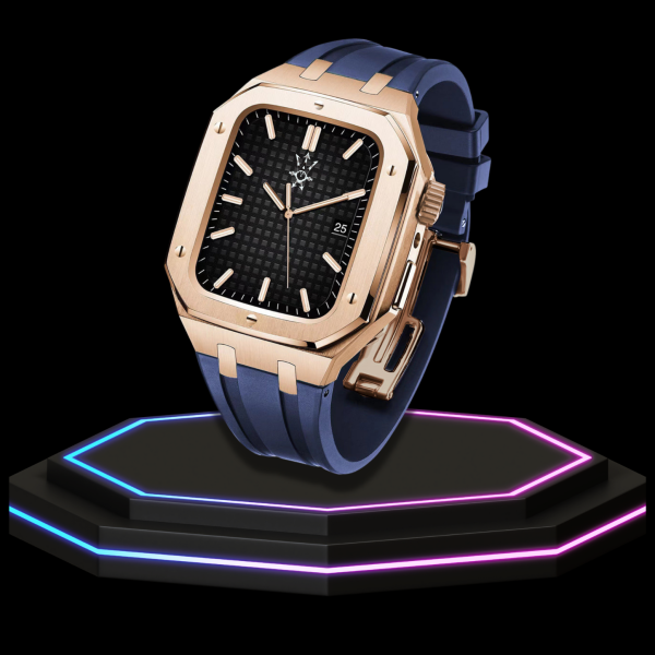 14 Apple Watch Case 44MM - GONDOLO Series Rose Gold | Ocean Blue Rubber