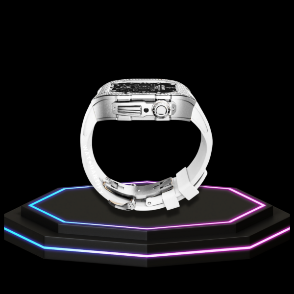 Apple Watch Case 44MM - Crystal TITAN Series Silver | Snow White Rubber