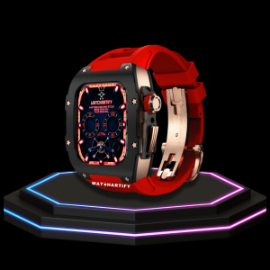 142 54ceb607 28d4 451a 9d79 3356a40f31ce Apple Watch Case 44MM - TITAN Series Midnight Black Royal Rose Gold Titanium | Red Rubber