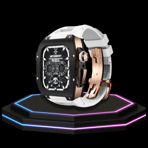 149 8ff38db8 d035 42d0 b2fe 0b8580648b8d 1 Apple Watch Case 45MM - TITAN Series Midnight Black Royal Rose Gold Titanium | Snow White Rubber